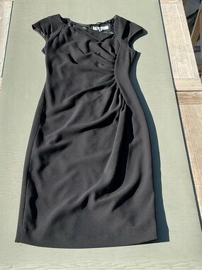 LK Bennett Black Midi Sheath Dress with Side Ruching